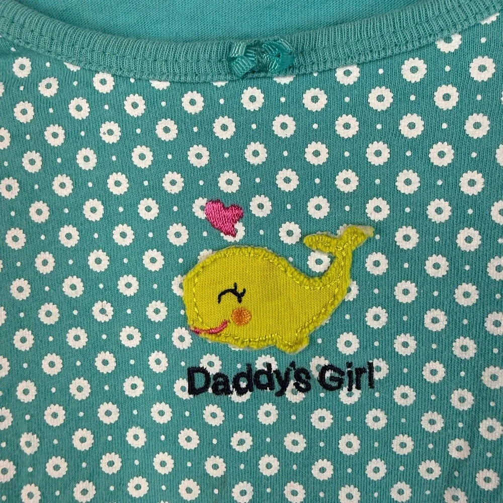 Carter's one piece daddy’s girl whale polka dot Aqua Polka Dot Bodysuit ruffle